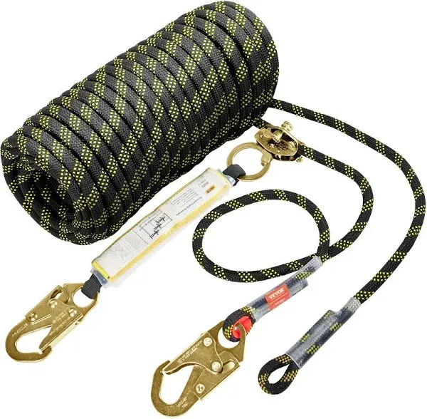 VEVOR Vertical Lifeline Assembly, 100 ft Fall Protection Rope, Polyester Roofing