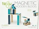 Tegu Magnetic Wooden Blocks - 42 Piece Set Blues