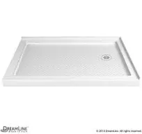 DreamLine® SlimLine 48"W x 34"D White Double Threshold Shower Base with Right Drain