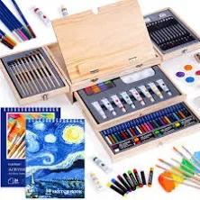 Art Set 85 Piece with Built-in Wooden Easel, 2 Drawing Pad, Art Suppli