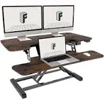 FLEXISPOT Electric Standing Desk Converter, 36'' Height Adjustable Motorized Desk Riser for Computer Monitors & Laptop Workstation, Rustic Color