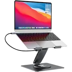 Laptop Docking Station for MacBook Pro/Air/Dell/HP/Surface HC 11-in-1 USB C Hub 360°Rotatable Laptop Stand with USB Hub 4K HDMI USB 3.0 PD100W 3.5mm Audio Jack RJ 45 TF/SD Reader Universal Laptop Dock