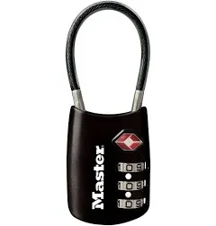 Master Lock Padlock, Set Your Own Combination TSA Accepted Cable Luggage Lock, 2.5cm - 0.5cm . Wide, Red, 4688DRED