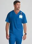 Grey's Anatomy Classic Men's Evan 2-Pocket V-Neck Scrub Top Large Black