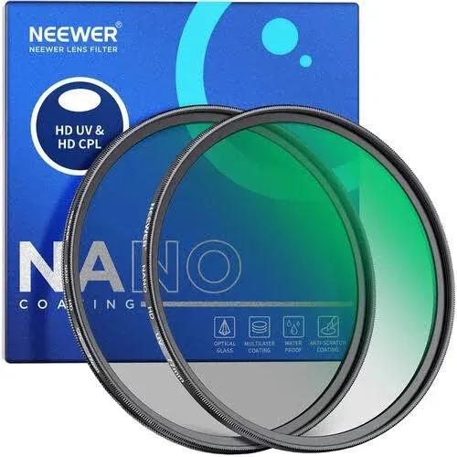 NEEWER 67mm Circular Polarizer/UV Protection Lens Filter Kit&amp;HD Optical Glass