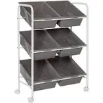 Honey-Can-Do - 6-Bin Rolling Storage or Craft Cart - Gray/White