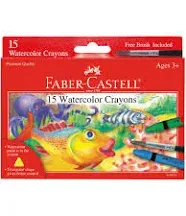 Faber-Castell Watercolor Crayons with Brush, 15 Colors - Premium Quality...