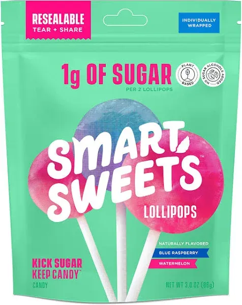 SmartSweets Blue Raspberry/Watermelon Lollipops