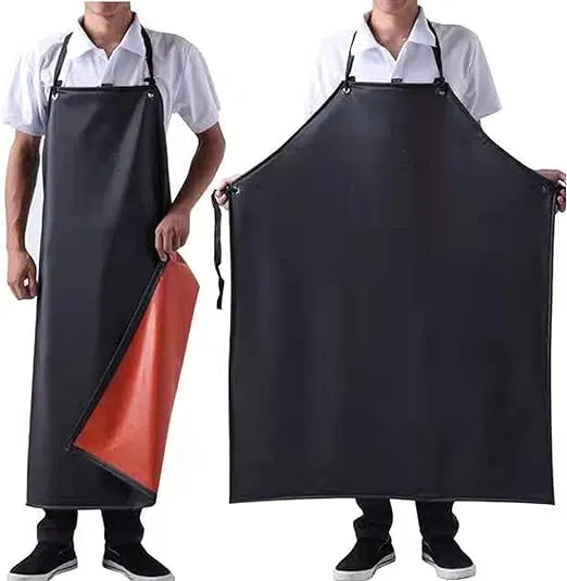 K Y KANGYUN 3 Pack Men's Black Waterproof Rubber Vinyl Work Apron- 43"x29" Heavy Duty Model,Best for Staying Dry When Dishwashing, Lab Work, Butcher, Dog Grooming, Cleaning Fish