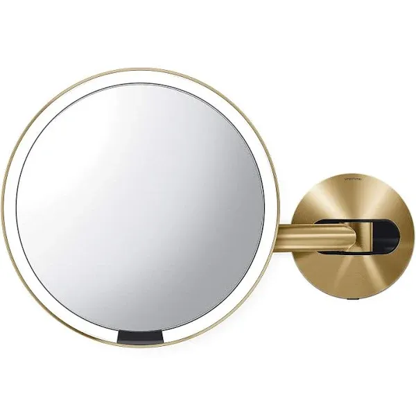 Simplehuman Wall Mount Sensor Mirrors, 9-1/8"H x 13-13/16"W x 3-1/8"D, Brass