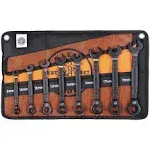 Klein Tools 69408MG 8-Piece 90-Tooth Ratcheting Combo Wrench Set, Metric