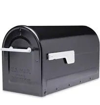 Architectural Mailboxes Boulder Post Mount Steel Mailbox w/Silver Handle &amp; Flag