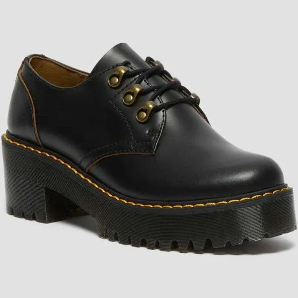 Dr. Martens Leona Lo Vintage Smooth Heeled Shoe Women's Oxford - Black Size UK 5 US 7