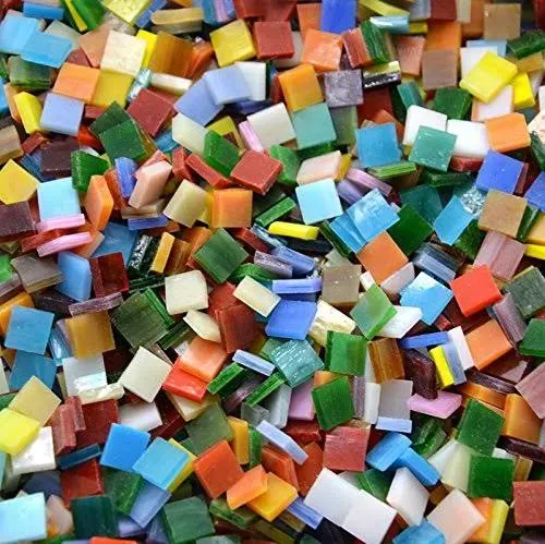 Lanyani 800 Pieces Mosaic Tiles Stained Glass - Assorted Colors for Art Craft