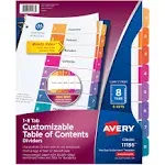 Customizable Toc Ready Index Multicolor Tab Dividers, 8-tab, 1 To 8, 11 X 8.5, White, Traditional Color Tabs, 6 Sets