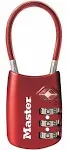 Master Lock Padlock, Set Your Own Combination TSA Accepted Cable Luggage Lock, 2.5cm - 0.5cm . Wide, Red, 4688DRED