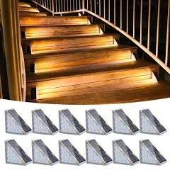  Solar Stair Lights Solar Step Lights Waterproof IP67, 12 Pack Cool White