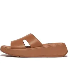 FitFlop Women's F-Mode Raw-Edge Leather Flatform H-Bar Slides