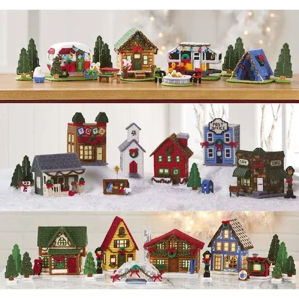 Herrschners Christmas Village Trio Plastic Canvas Kit