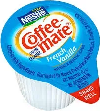 COFFEE MATE French Vanilla Liquid Creamer: French Vanilla, 0.38 oz Item Size, Single-Serve Tub