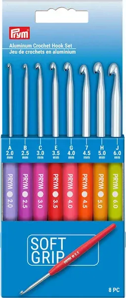 Prym Soft Grip Crochet Hook Set 8/Pkg-Sizes A/2mm To J/6mm