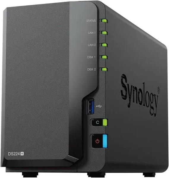 Synology 2-Bay DiskStation DS224+ NSA Server | Intel Celeron J4125 4-Core 2.0 GHz | 2GB DDR4 RAM | 8TB (2 x 4) 3.5" HDD