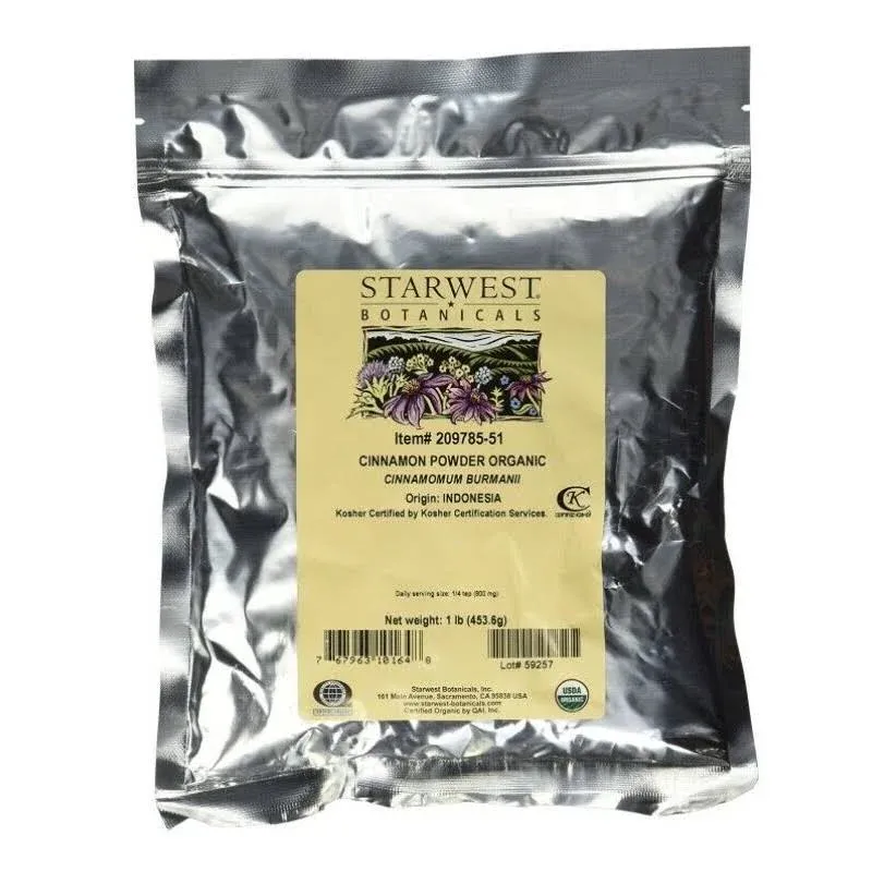 Starwest Botanicals Organic Cinnamon Powder - 1 Pound - Freshly Ground Korintje Cinnamon