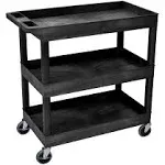 Utility Cart 3-Shelf Tier Push Service Tool Storage Plastic Wheels Rolling Luxor