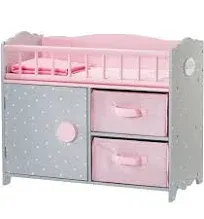 Baby Doll Polka Dot Crib w/ Cabinet And Cubby Teamson Kids TD-12390A NEW