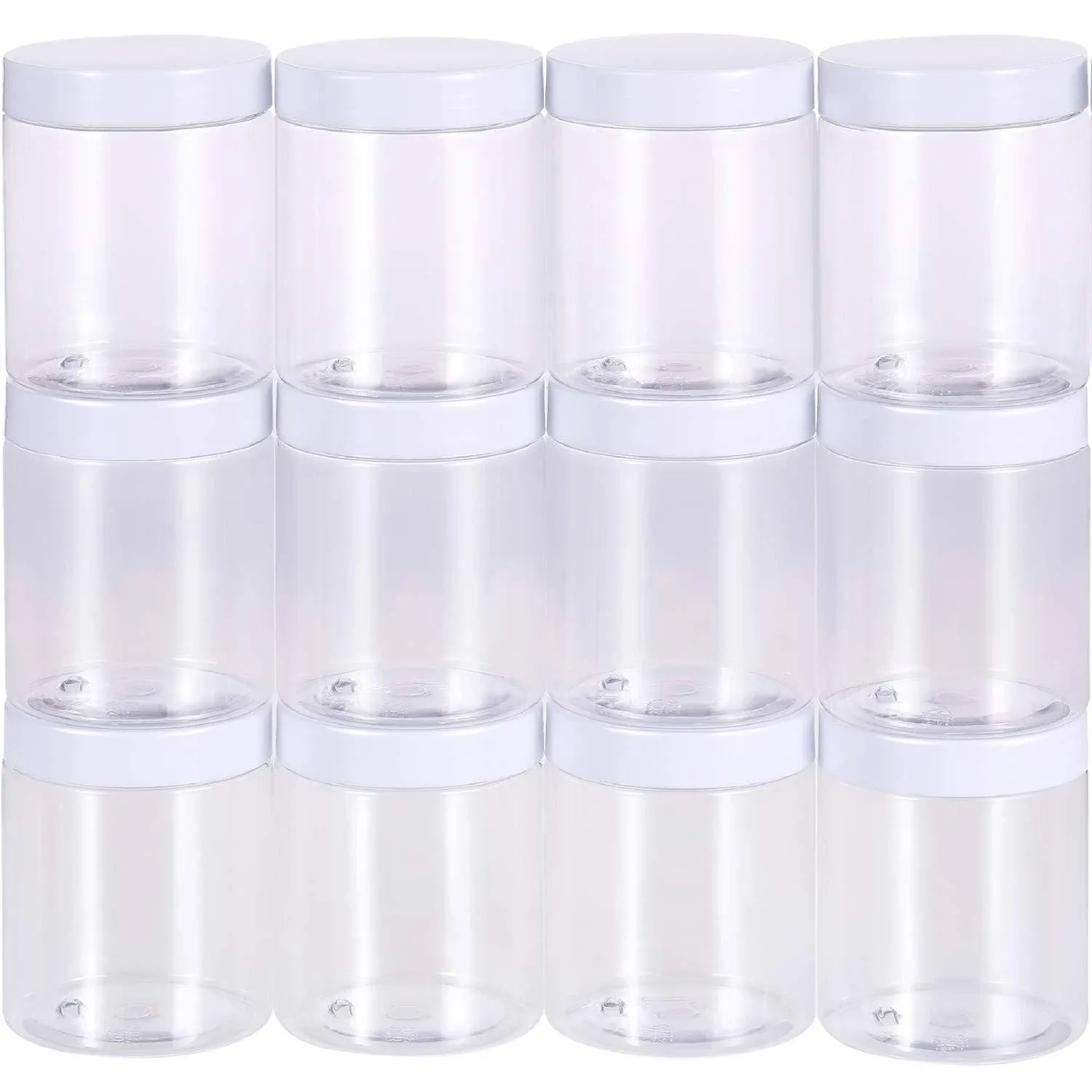 SATINIOR Empty 12 Pack Plastic Storage Favor Jars Wide Plastic Containers with Lids for Beauty Products, DIY Making or Others (Black,10 Ounce)