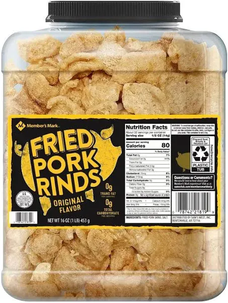 Member's Mark Original Fried Pork Rinds 16 oz. (pack of 3) A1