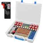 Battery Organizer Storage Holder- Batteries Case Containers Box with Tester Chec