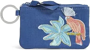 Vera Bradley Women's Cotton Zip ID Case Wallet, Embroidered Rain Forest - Recycled Cotton, One Size