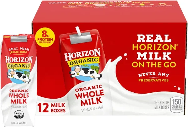 Horizon Organic Dairy - Milk Asptc Plain Whole - 1 Each - 12/8 Fz