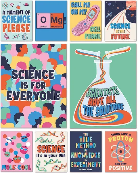 S&O Large Science Posters for Classroom Elementary School - Science Classroom Decor - Science Classroom Posters High School Classroom Decor - Science Decor Inspirational Posters for Classroom - 10PC