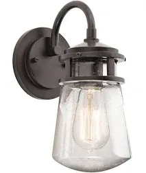 KICHLER Barn Light Small Line Voltage Seeded Outdoor Sconce Clear Glass Bronze 