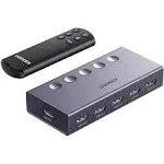 UGREEN HDMI Switch 5 in 1 Out, HDMI Splitter 4K@60Hz with Remote, 5 Port HDMI 2.0 Switcher Support 3D CEC HDR HDCP 2.2, Compatible with PS5/4, Xbox,