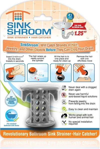 Revolutionary Bathroom Sink Drain Protector Hair Catcher, Strainer, Snare, White