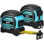 DURATECH Magnetic Tape Measure 16FT with Fractions 1/8, 2 Pack Retractable Measuring Tape, Easy to Read Both Side Measurement Tape, Magnetic Hook and Shock Absorbent Case for Construction, Carpenter