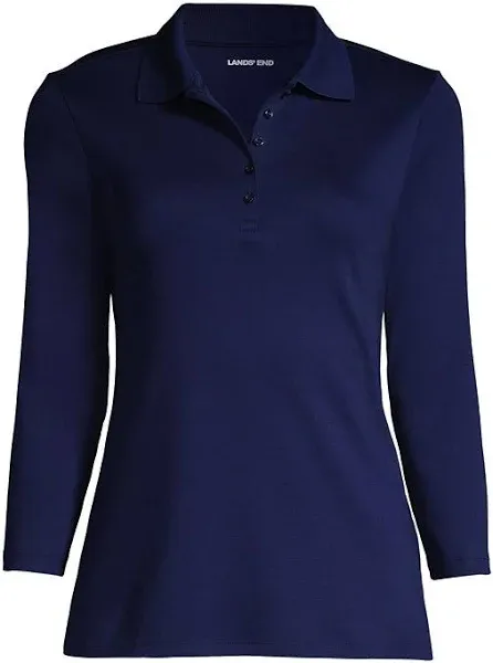 Lands' End Women's Supima Cotton 3/4 Sleeve Polo Shirt