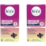 2 PACK Veet Ready To Use Wax Strip Kit Hair Remover Legs &amp; Body 40 Strips