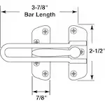 Defender Security U 9897 Swing Bar Lock for Hinged Swing-In Doors – Secondary Security Lock for Door and Home Security, 3-7/8” Bar Length, Diecast Zinc Construction with a Brass Finish (Single Pack)