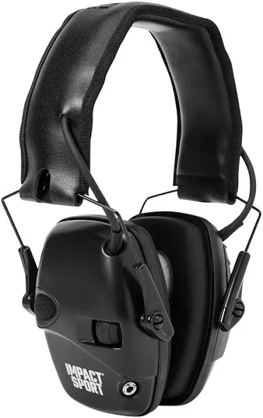 Impact Sport Electronic Earmuff Deluxe Headband Black Amplifies Ambient Sound