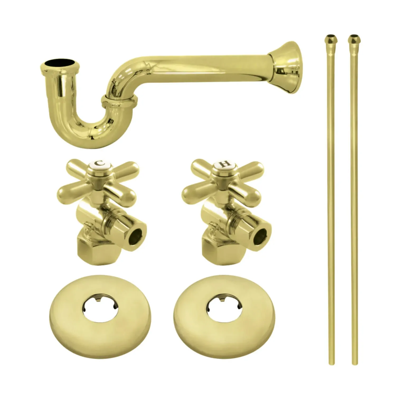 Kingston Brass Gourmet Scape Traditional Plumbing Supply Kit Combo 1-1/2 in. Brass with P- Trap in Polished Brass HKPK202