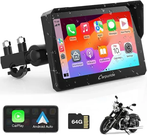 Carpuride W 702 Motorcycle 7 inch Waterproof Touchscreen Portable Carplay Android Auto GPS Navigation