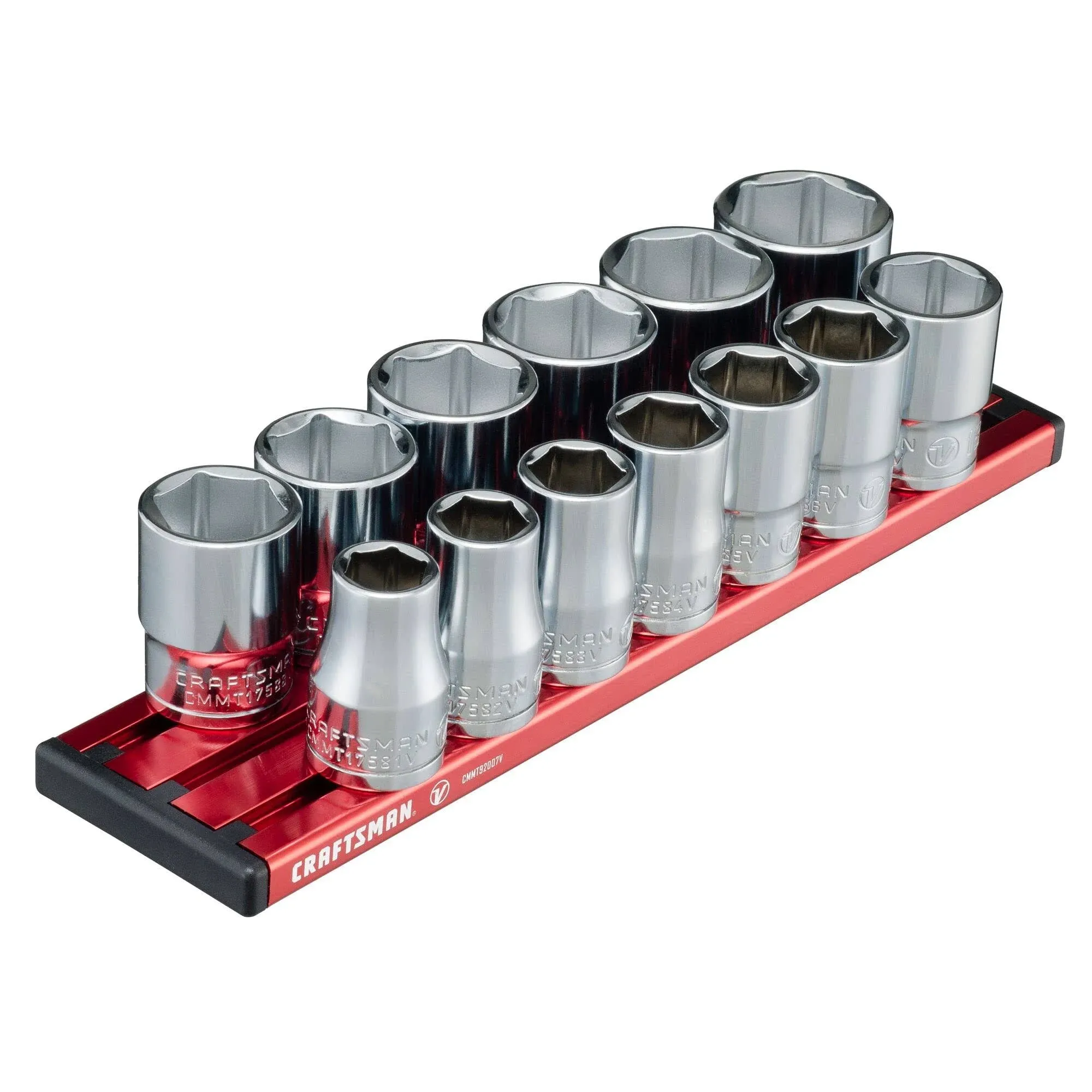 Craftsman V-Series 13-Piece Metric 1/2-in Drive 6-Point Shallow Socket Set ...