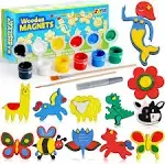 Joyin 12 Wooden Magnet Creativity Arts & Crafts Painting Kit Decorate Your Own for Kids Paint Gift, Birthday Parties and Family Crafts, Easter Basket