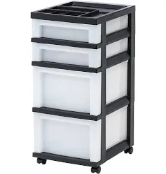 IRIS USA 4 Drawer Storage Cart with Organizer Top