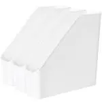 Youngever 3 Pack File Folder Bin Storage, Plastic File Folder Bin Organizer with Handle (White)