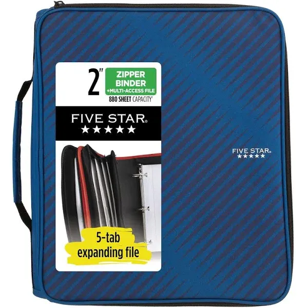 Five Star Zipper Binder 3 Rings 2 Capacity